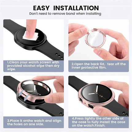 For Samsung Galaxy Watch 8 Case Cover With Glass Screen Protector 44mm Pink