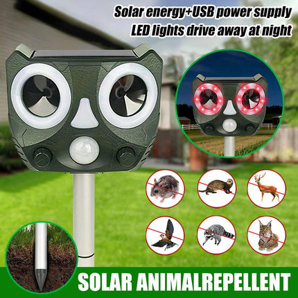 Solar Ultrasonic Bird Repeller Motion Sensor Animal & Pets Rat Possum Repellent