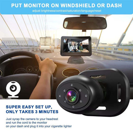 4.3" HD 1080P Car Camera Monitor Rear Facing Seat Night Vision Mirror