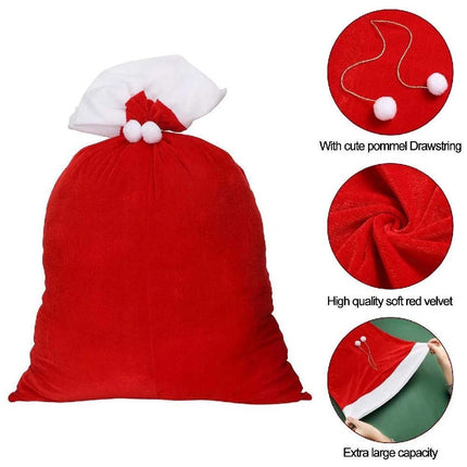 100x70cm Huge Santa Claus Gift Bag Red Candy Bag Plush Storage Pouch Holiday Gifts