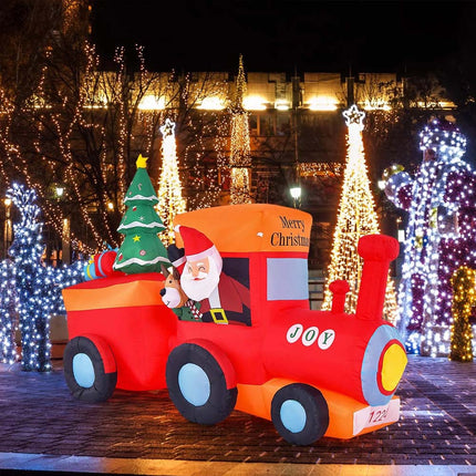 2.6M Christmas Inflatable Blow Up Xmas Santa Train w/6 Bright LED lights Decor