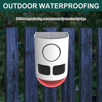 Solar Strobe Alarm Light Motion Sensor Siren 120dB