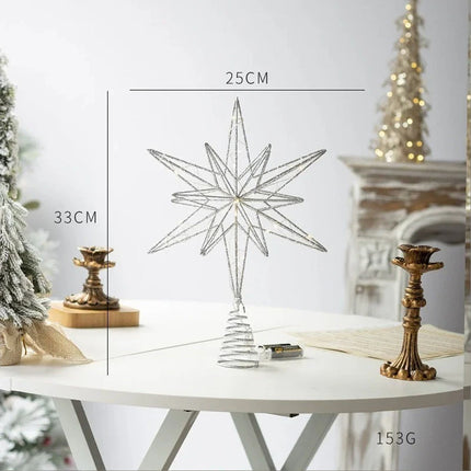 LED Christmas Tree Topper Star Xmas Tree Light Ornaments Party Tree Decor