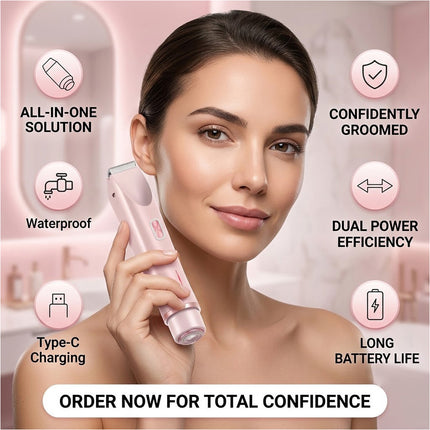 Dual Head Shaver Women, Electric Bikini Trimmer, Wet & Dry Use Hair Removal