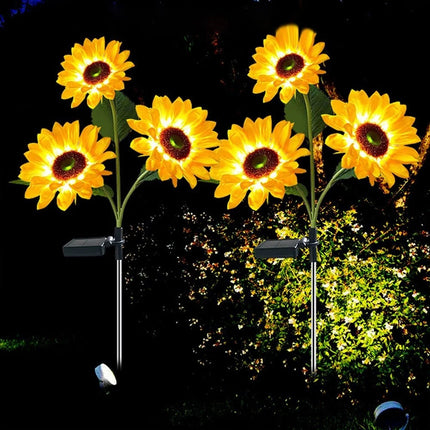 2x Solar Power Garden Stake Lights Sunflower LED Flower lawn Decor Lamp Outdoor