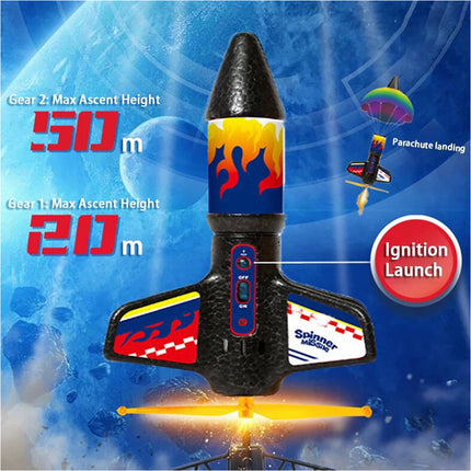 Motorized Electric Flying Rocket Toy with Parachute