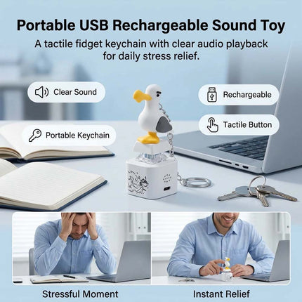 4Pcs Seagull Keychain,Button with Sound Rechargeable Keyboard Clicker Fidget