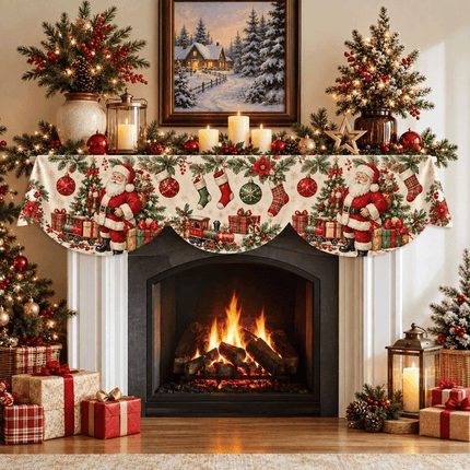 Non-slip Christmas Fireplace Scarf Impact-resistant Xmas Fireplace Cover Party