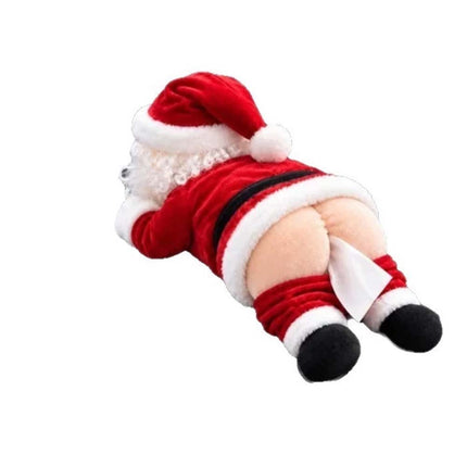 Christmas Santa Butt Tissue Holder Funny Plush Santa Claus Tissue Box Cover