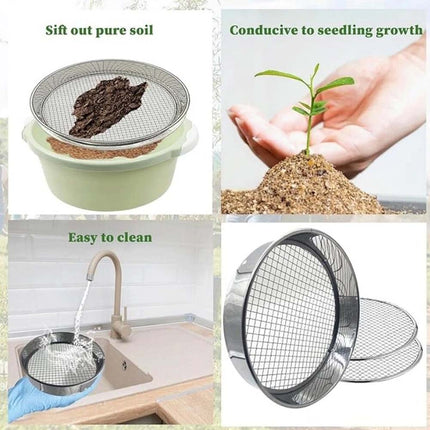 Stainless Steel Garden Potting Bonsai Compost Soil Sieve Set with 5 Mesh Sizes