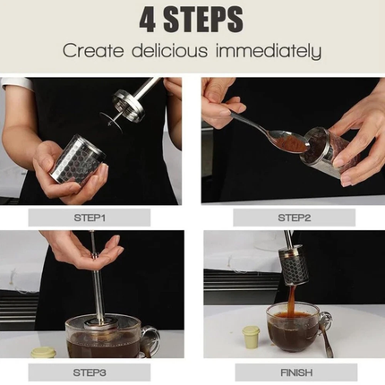 2x Portable French Coffee Tea Final Press Maker Coffee Stainless Steel Reusable