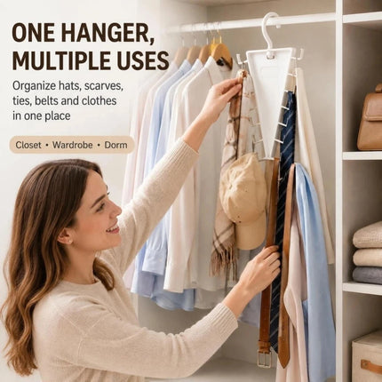 V-shaped Double Sided 360° Rotating Hanger 12 Hooks for Wardrobe Storage (5PCS)