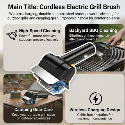 Electric Grill Brush Stainless Steel High Speed Roller Grill Cleaner Brush BBQ
