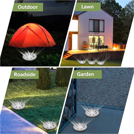 12 Solar Powered LED Buried Inground Recessed Light Garden Outdoor Deck Path