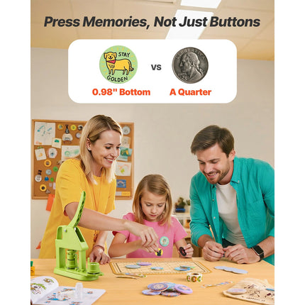 Button Maker Machine with 25 mm Mold and 500 Button Components