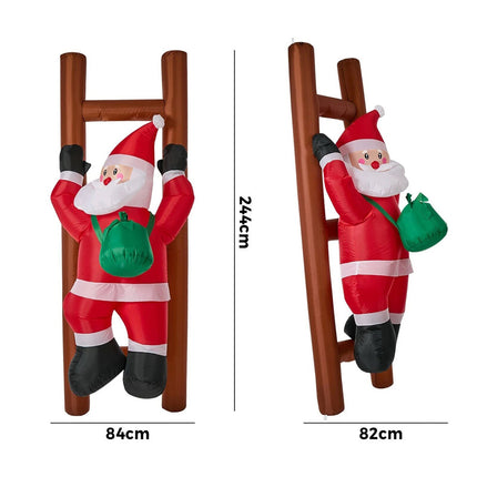 2.4M Christmas Inflatable Santa Ladder LED Light Xmas Party Decor