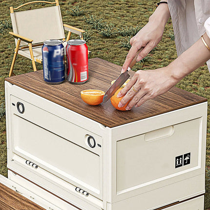 Folding Storage Crate Portable Camping Box Outdoor Travel Container with Handle Size L