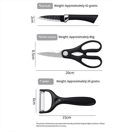 6 Pcs Kitchen Knife Set Non Stick Coated Chef Knives Set Stainless Steel