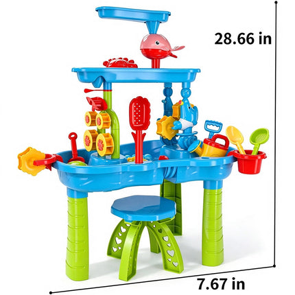 3-Tier Outdoor Sand & Water Activity Table, Beach Table Toys for Home Patio Gift