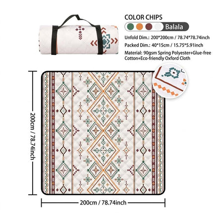 Camping Ground Mat Waterproof Foldable Picnic Blanket 79x79 inch Outdoor Pad