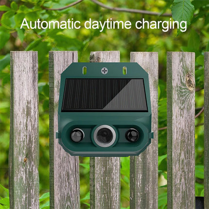 Solar Ultrasonic Animal Repeller LED Red‑Blue Flash Fox Bird Scarer Deterrent