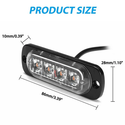10x Amber 4 LED Car Truck Emergency Beacon Warning Hazard Flashing Strobe Light