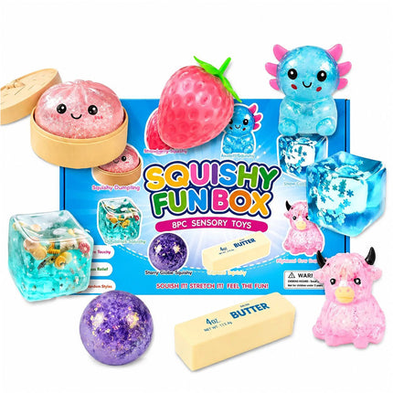 8-Piece Set Squish Box Malt Sugar Stress Relief Fidget Toys Christmas Gift