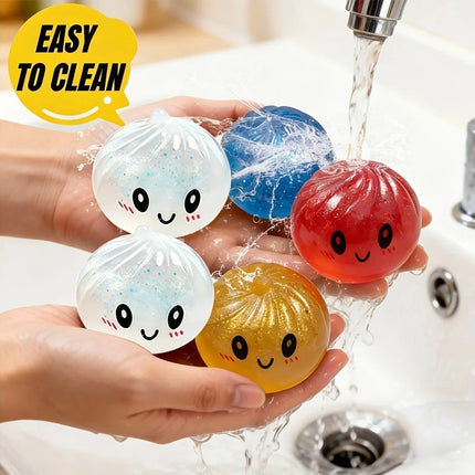Glitter Dumpling Squishy Toy Sensory Stress Relief Squeeze Toy with Box (6pcs)
