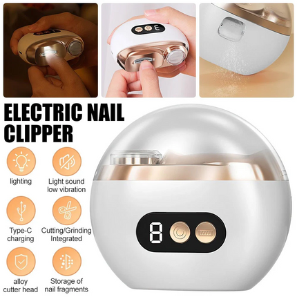 Electric Nail Clippers Automatic LED Light Trimmer Toe Cutter USB Rechargeable