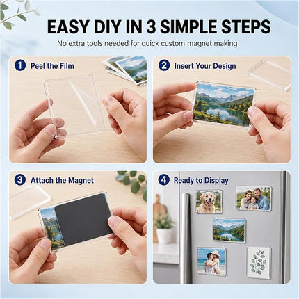 20PCS Rectangle 5 x 8CM DIY Acrylic Photo Display Craft Set, Clear Picture Holder Making Kit
