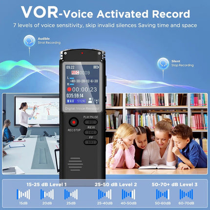 Digital Voice Recorder Dictaphone Audio MP3 Player Sound Voice Recording Device