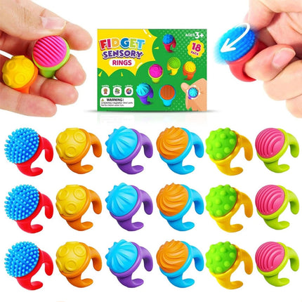 18PC Sensory Silicone Rings Spinner Fidget Toy Anxiety Stress Relief