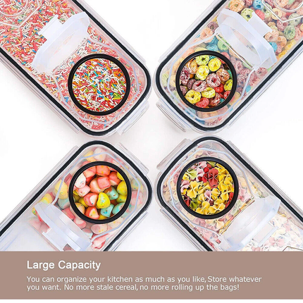 6 Food Airtight Containers Set with Lid Organizer Cereal Dried Food Storage Jar