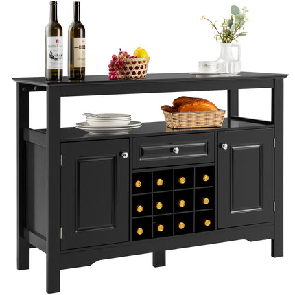 Kitchen Sideboard Storage Cabinet Shelf Display Wine Rack Console Table Black