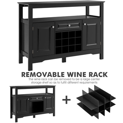 Kitchen Sideboard Storage Cabinet Shelf Display Wine Rack Console Table Black