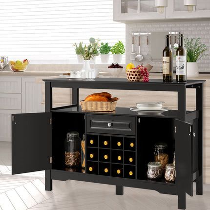 Kitchen Sideboard Storage Cabinet Shelf Display Wine Rack Console Table Black