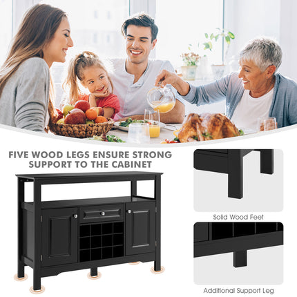 Kitchen Sideboard Storage Cabinet Shelf Display Wine Rack Console Table Black