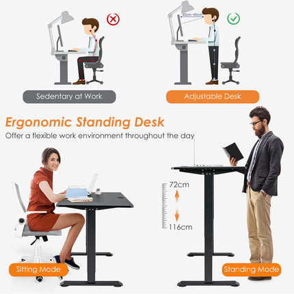 Standing Desk Electric Motorised Computer Desk Height Adjustable Sit Stand Table Black