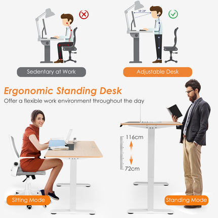 Standing Desk Electric Motorised Computer Desk Height Adjustable Sit Stand Table Natural