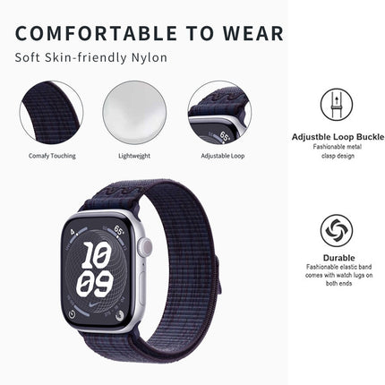 For Apple Watch Nike Sport Loop Band Nylon Strap iWatch 42mm 46mm S11 SE Ultra Indigo