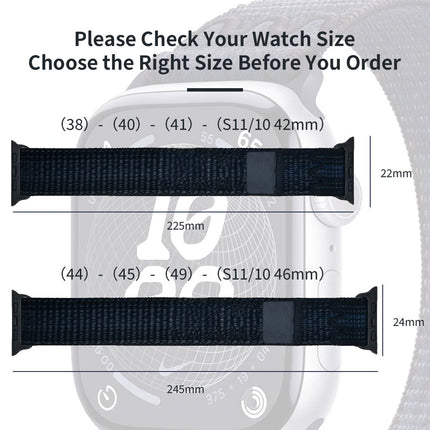 For Apple Watch Nike Sport Loop Band Nylon Strap iWatch 42mm 46mm S11 SE Ultra Indigo