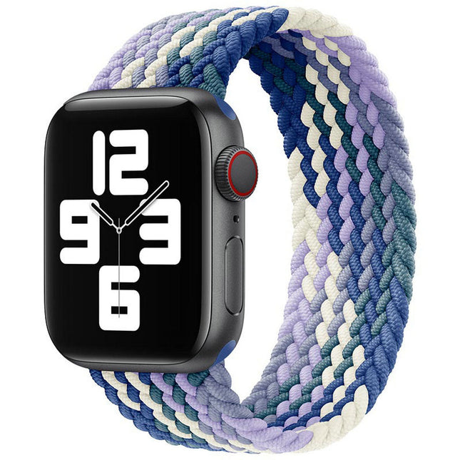 Nylon Elastic Band For Apple Watch 42/44/45/49mm Series 11 46mm SE 3 44mm Ultra 49mm Blue & White