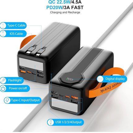 Large Capacity Bank Power Portable Fast Charger Battery 4 USB Phone Heavy Duty - Image 8