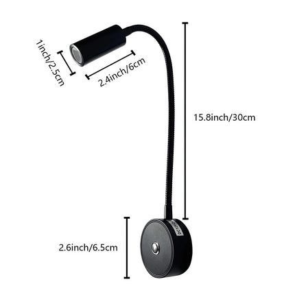 LED Gooseneck Wall Lamp Caravan Spotlight Bedside Reading Light 12V   (Black) - Image 2