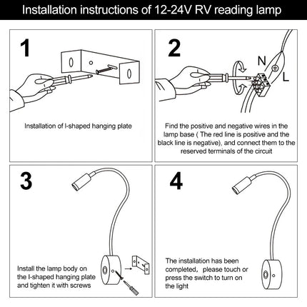 LED Gooseneck Wall Lamp Caravan Spotlight Bedside Reading Light 12V   (Black) - Image 4