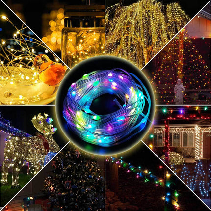 50M 400LED Warm White Solar Fairy String Rope Lights 8 Models With Timer Waterproof Outdoor