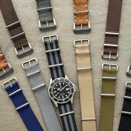 Breathable Watch Straps for NATO Style Wristwatches Band Black&Red