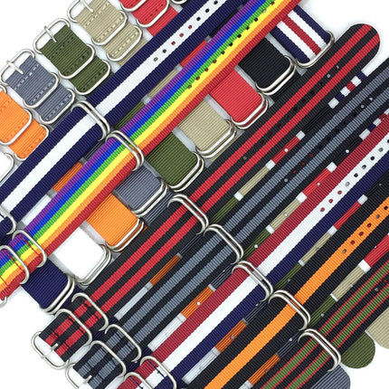 Breathable Watch Straps for NATO Style Wristwatches Band Black&Red