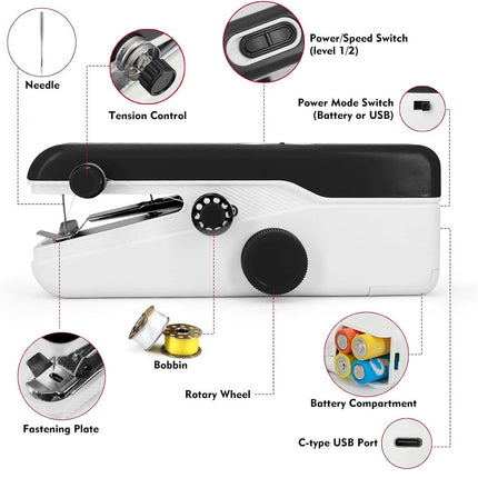Portable Mini Handheld Cordless Sewing Machine Hand Held Thread Stitch Clothes - Image 10