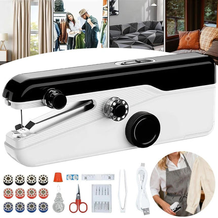 Portable Mini Handheld Cordless Sewing Machine Hand Held Thread Stitch Clothes - Image 2